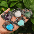 Brass Silver Charm Healing Crystal Stone Heart Shape Pendant DIY Necklace