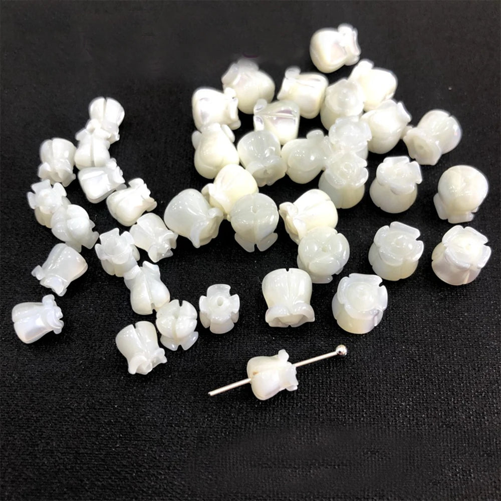 Hawaiian Lily of the Valley Flower Charms Beads Natural White Bead for Hawaii Jewelry Making Made in China & Guatemala