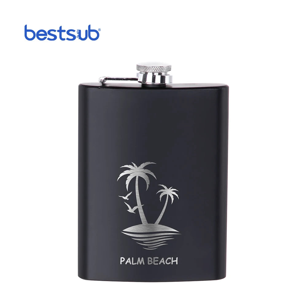 Laser Engraving Customized Mini 8oz 240ml Stainless Steel Hip Flask for Party Black Matt