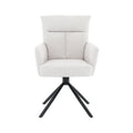 Modern Nordic Custom Swivel Dining Chair White Fabric Black Metal Leg Durable Iron for Home Office Hotels Gyms for Living Room