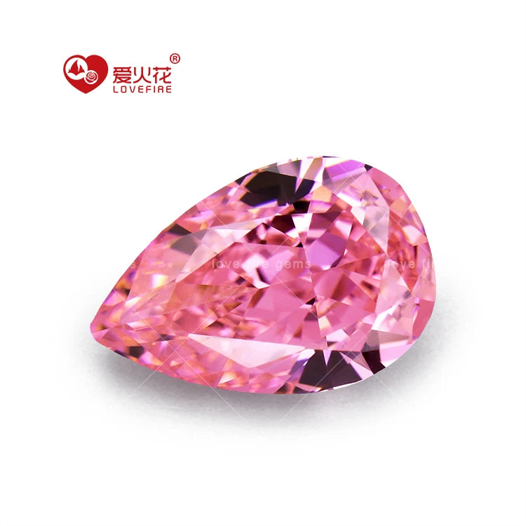 All Sizes Wholesale Fancy Pear Cut Cz Gemstone Crushed Ice Cut Loose Zircon USA Dark pink Cubic Zirconia MegaBDM