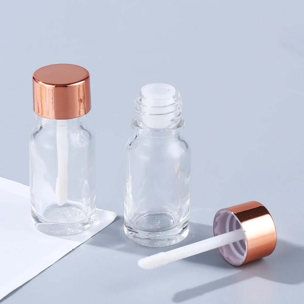 Metallic Lid 10ml Lip Gloss Glass Bottle Lip Gloss Tubes Glass