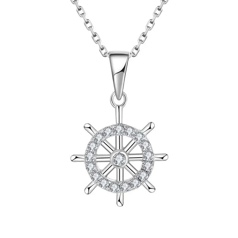Fashion 925 Sterling Silver Necklaces for Women Necklace Personality Design Ship Rudder Clavicle Chain Gifts for Women