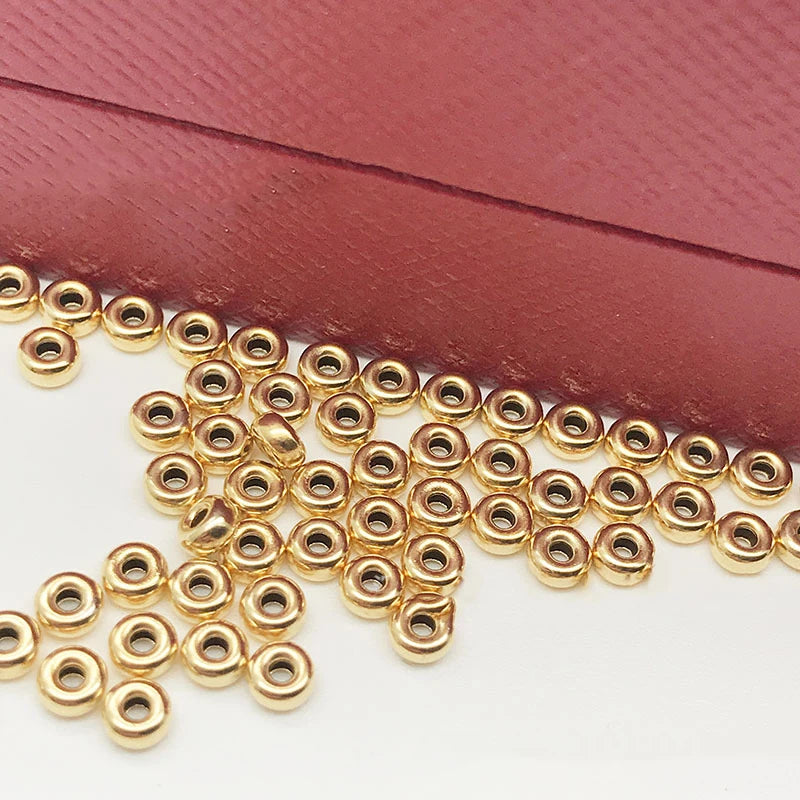Fashion 18K Gold Beads for Jewelry Making Diy 3mm Spacer Stopper Pearl Beads Custom Jewelry Component Findings Accessories