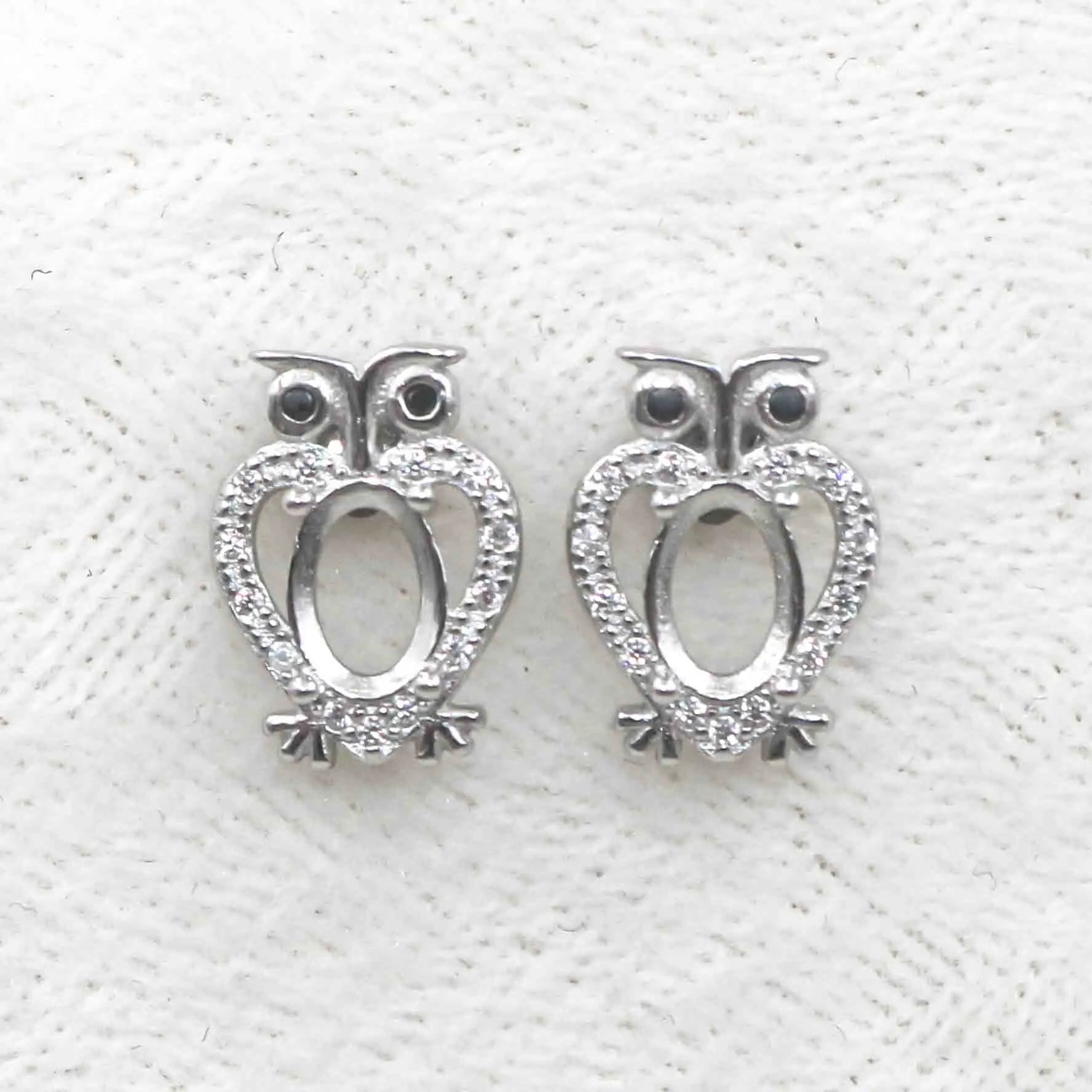 Sterling Silver 5*7mm Semi Mount Stud Earrings Empty Support Blank Claws Setting S925 Base Without Center Stone for DIY Inlay