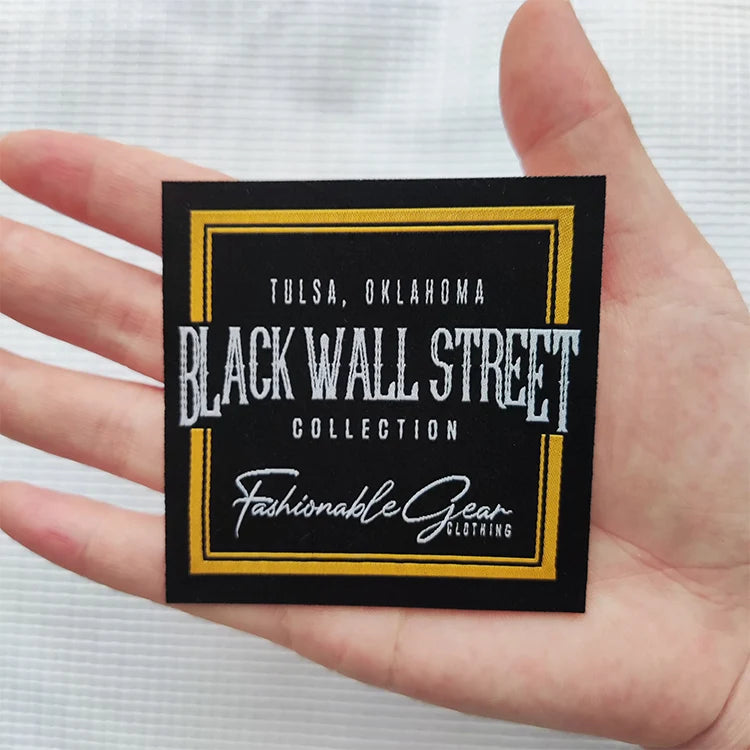 Free Sample Customize Garment Private logo Woven Cloth Neck Sew on Labels