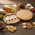 Set of 4 Stainless Steel Butter Knives and Cheese Tools Including a Round Wooden Cheese Board Wholesale