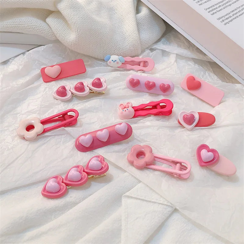 IVANHOE Girls Peach Pink Hairpins Mini Duckbill Clips Y2k Girl Side Bangs Clips Children's Sweet Hair Clips Headwear