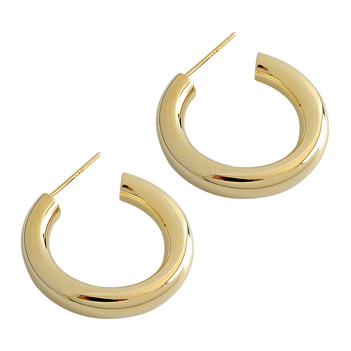 925 Sterling Silver Simple Geometric Earrings 18K Gold Plated C Shape Hoop Earring for Women Designer Custom Fine Jewelry