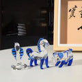Christmas Mini Crystal Glass Animal Horse Figurine Blown Hexagon Shape with Etched Carving Technique Home Decoration