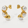 French Vintage Delicate Brass 18K Gold Plated Pea Clip Metal Wrapped Pearls Earrings for Women
