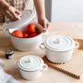 Wholesale Traditional Earthenware Ceramic Blue-and-white Round Soup Tureen Large Cookware Bowl Set with Handle