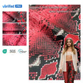 PFAS FREE  Trendiest Waterproof PU Synthetic Leather Snakeskin Print for Garments and Dresses-Designer Jacket Fabric