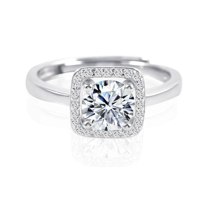 Moissanite Engagement Rings 1CT D Color VVS1 Clarity Round Cut Moissanite Diamond S925 Sterling Silver Promise Wedding Rings