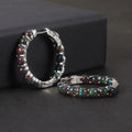RZ0236 Abiding Custom Fine Jewelry 2024 Women Dyed Color Black Opal Large 925 Sterling Silver Ladies Hoop Earrings