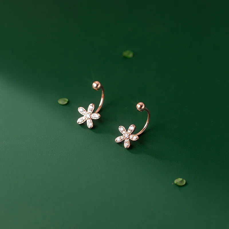 New Design S925 Sterling Silver Flower Screw Stud Earrings Silver Jewelry for Women G9953