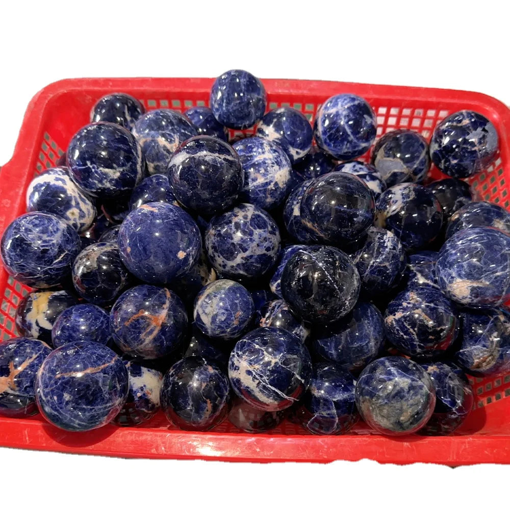 Natural Quartz Polished Blue Sodalite Crystal Ball Healing Stone Blue-venis Sphere
