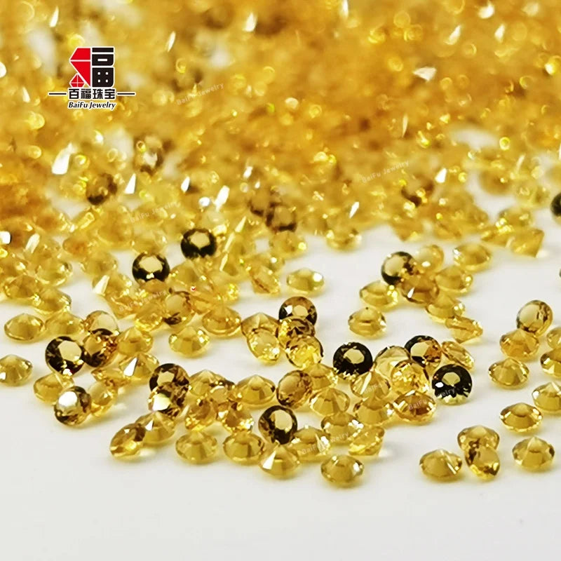 Baifu Jewelry Loose Gemstones Heat Resistance Gold Yellow Citrine Nano Crystal for Wax Setting