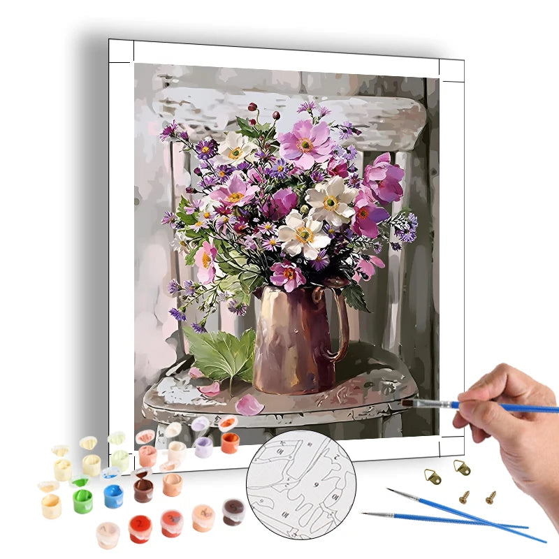 Diy Painting by Numbers for Adults Purple Flowers Vase Custom Handmade Paint by Numbers Art Crafts Home Decor for Beginners