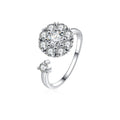 Fashion Wedding Party Cz Zircon Stone Open Resizable Finger 360 Degree Rotatable Rotating Charm Ring Jewelry Women