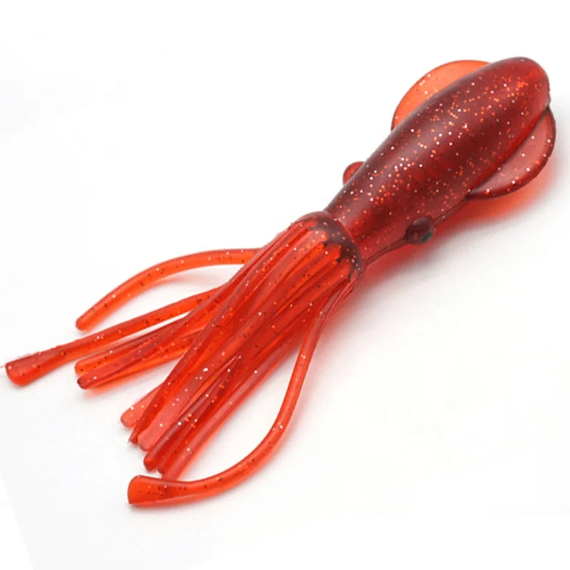Trolling Squid Lure for Tuna 5.25 Inch PVC Soft Plastic Luminous Lifelike Fishing Lure Deep Sea Topwater Jigs Tackle