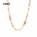 18K Gold Plated O-Chain Necklace for Women Titanium Stainless Steel & Colored Acrylic Splicing Creative Fashion Accessory