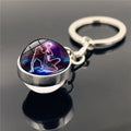 Glass Cabochon Ball 12 Zodiac Sign Couple Keychain Star Sign Pendant Glass Ball Double-sided Keychain Time Gem Key Ring Jewelry