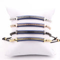 Blue Rubber CZ Charm Stainless Steel Beads Macrame Friendship Bracelet Women Men JBS11734