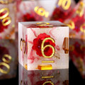 Custom Game Dice Set Sharp DND Dice Handmade Resin Sharp Edge 7 Piece Die for Dungeons and Dragon Tabletop Games (Flower)