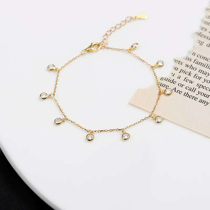 Adjustable Bracelet Zircon Charm Bracelets Plated Chain Silver Jewelry Circle Chain & Link Bracelets / Gold 925 Sterling Silver