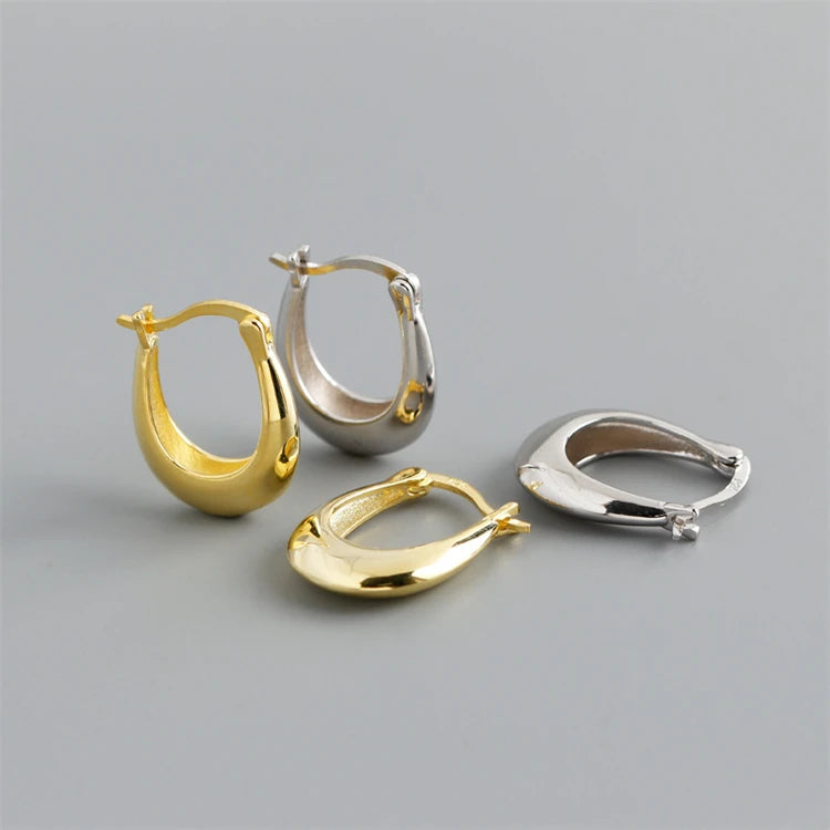 Bohemia Style U Shape 18k Gold 925 Sterling Silver Fashion Huggie Hoop Earrings for Women
