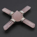 HZ Natural Crystal Crafts Seven Rose Quartz Hexagonal Column Pyramid Pendant Healing Crystals Jewelry