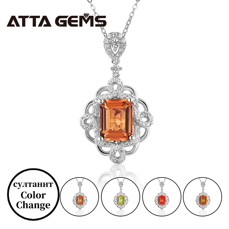 Fine Jewelry Necklaces for S925 Sterling Silver 10mm Zultanite Emerald Cut Necklace Engagement Gift for Women