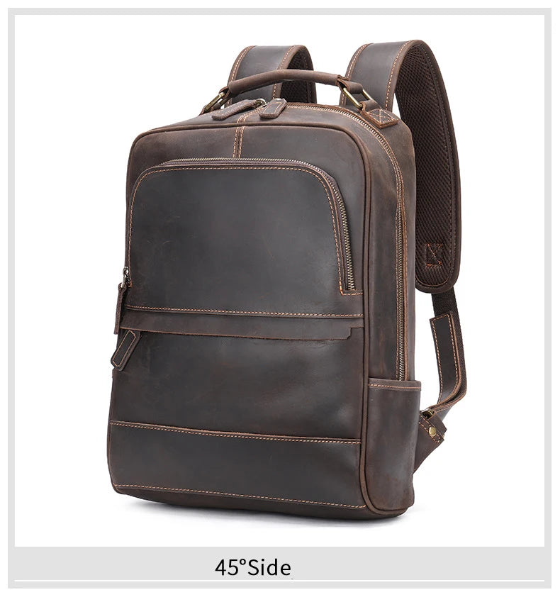 Europe and the United States Retro Crazy Horse Leather Backpack Leather Men's Backpack Large Capacity Cowhide Travel Bag
