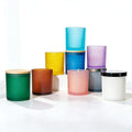 New Design 7oz 10oz 15oz Wholesale White Candle Holders Lanterns Candle Jars Iridescent Luxury Glass Candle Jar with Lid