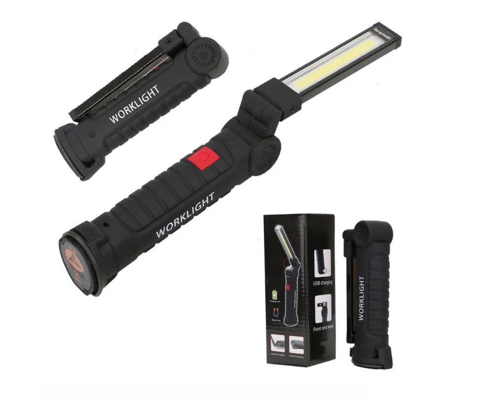 Waterproof Portable 3 Modes Handle Camping Emergency Flashlight USB Rechargeable COB Work Lamp LED Working Light