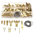 282Pcs Golden Mini Picture Frame Wall Hanger Metal Keyhole Kit Heavy Duty Picture Art Work Photo Hooks with Nails Hanging Wire