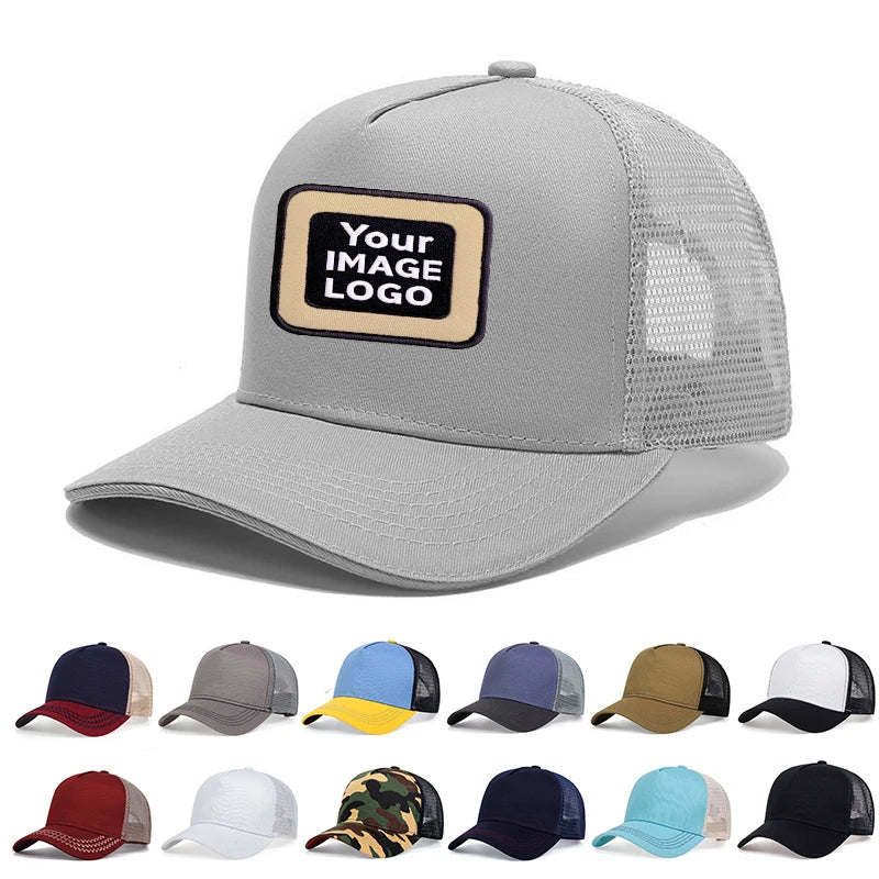 Custom Embroidery Logo 5 Panel Ponytail Fit Unisex Outdoor Casual Headwear Two Tone Trucker Hat Adjustable Baseball Caps