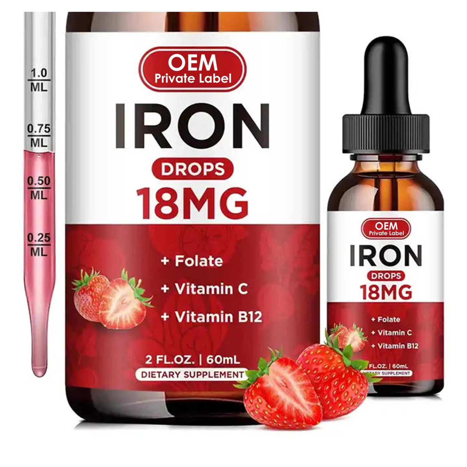 OEM Iron Supplement Liquid Iron Drops for Adults with MCT Oil Natural Grape Flavor Faster Absorption & Immune Support
