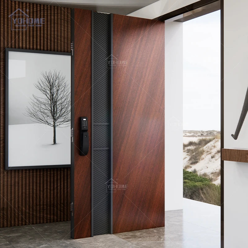 Guangdong Solid Wood Front Entry Door Main Door Designs for Houses Composite Pivot Entry Wooden Doors