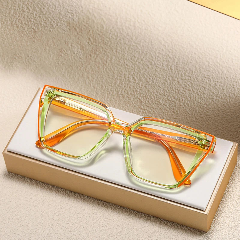 Fashion High Quality Eyeglasses Frames for All Face Anti Blue Light Glasses Women Gradient TR90 Square Optical Eyeglasses Frame