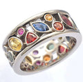 Fashionable Geometric Design Hollow-out Diamond Multicolored Ring for Women
