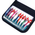 Wholesale SJB012 Combo 10cm 9g 3.5# 10pcs/bag Japanese Cloth Wooden Shrimp Baits Octopus Squid Jig Fishing Lures Kit Set