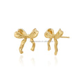 Classic 14k Real Yellow Gold Bow Earrings Cute Ribbon Studs for Women's Weddings Parties Anniversaries Engagements Perfect Gift