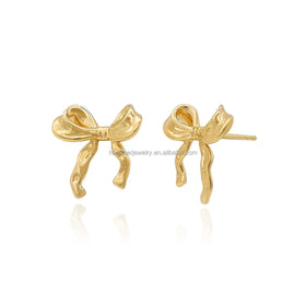 Classic 14k Real Yellow Gold Bow Earrings Cute Ribbon Studs for Women's Weddings Parties Anniversaries Engagements Perfect Gift