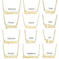 Fashion Accessories Stainless Steel Gold Plated Astrology Pendant Old English 12 Zodiac Necklace Set Star Sign Zodiac Necklace