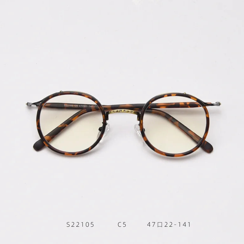 Korean Retro Round Glasses Frame Women Female Punk Men Myopia Frame Male Personality Net Red Concave Shape Flat Mirror  S22105