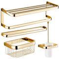 Golden Bathroom Accessories Set Towel Bar Towel Rack Floating Shelf Modern Design Ceiling Mounted Hardware Toilet Accessories