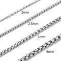 2MM 2.5MM 3MM 40-70CM Gold Silver Stainless Steel Long Necklaces Square Rolo Round Box Chains Necklace for Women Men Jewelry
