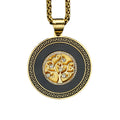 2024 New Style Hip Hop Trend Stainless Steel Gold Plated Black Disc Zirconia Tree of Life Pendant Necklace